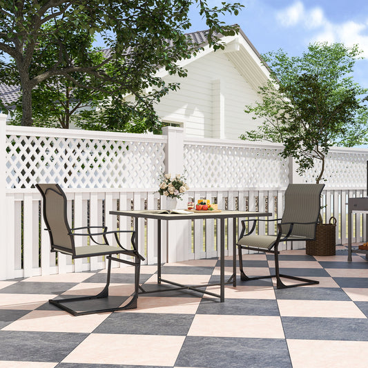 Outsunny Patio Chairs Set of 2, C Spring Motion Outdoor Dining Chairs