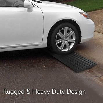 Pyle Car Driveway Adjustable Curb Ramps - 3 Pack Heavy Duty Rubber Threshold Ramp Kit Set - Also for Loading Dock, Garage, Sidewalk, Truck, Scooter, Bike, Motorcycle & Wheelchair Mobility - PCRBDR23