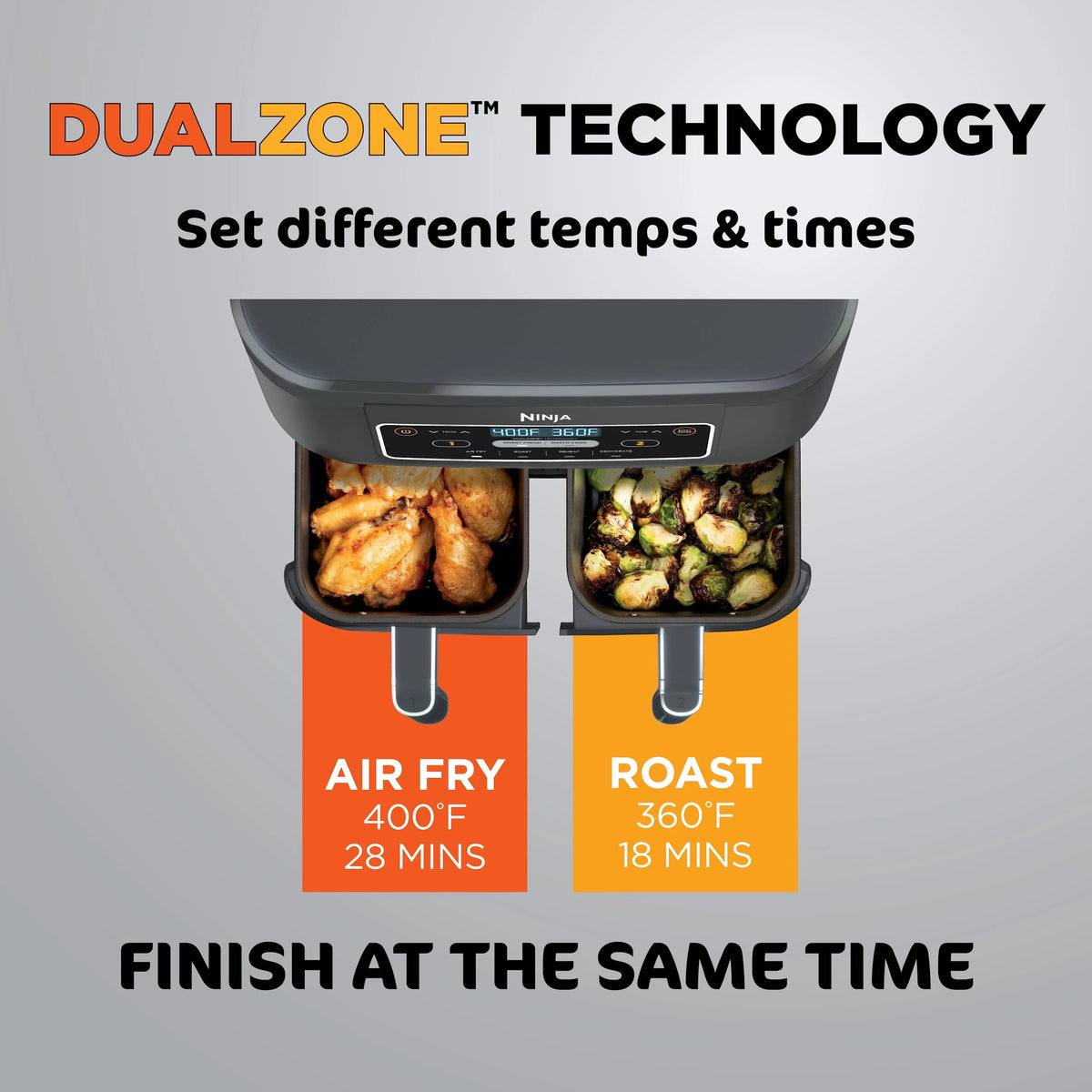 2026 NewNinja Foodi 4 in1 8-Quart. 2 Basket Air Fryer with DualZone Technology Air Fry, Roast, and More, DZ100WM