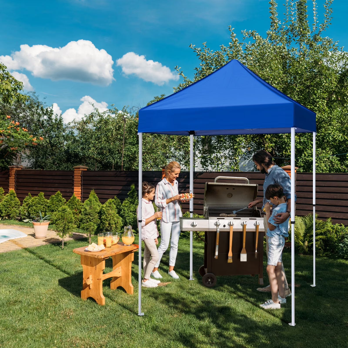 EAGLE PEAK 5x5 Pop up Canopy Tent Instant Outdoor Canopy Easy Set - up Straight Leg Folding Shelter(blue)