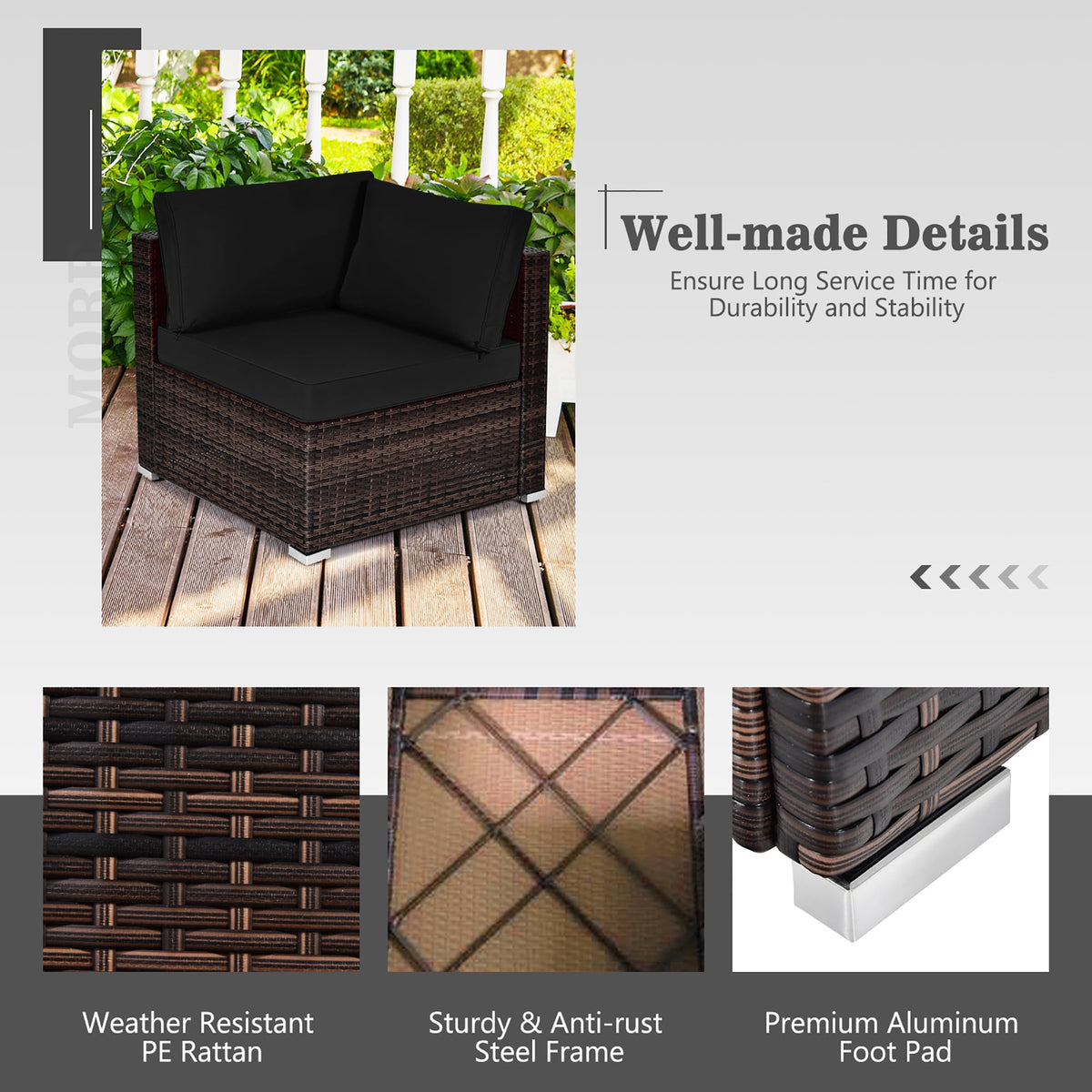 Costway 6PCS Patio Rattan Furniture Set Cushioned Sofa Coffee Table Black