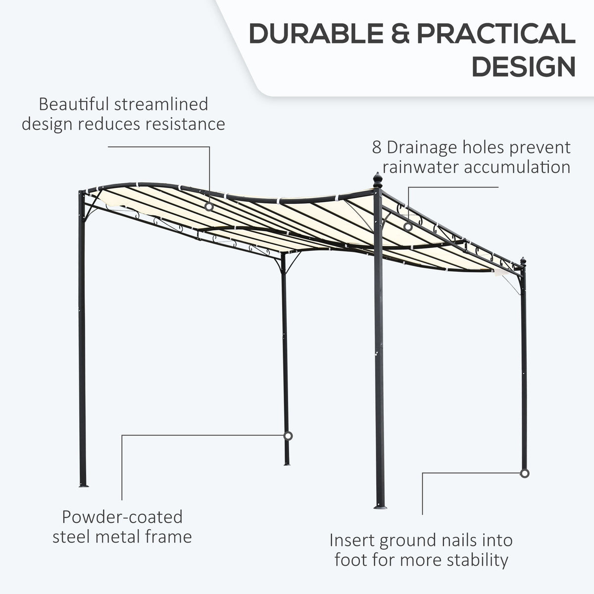Outsunny 10'x10' Steel Pergola Gazebo Canopy Patio Outdoor Portable Sun Shelter Door Porch Cover Cream White