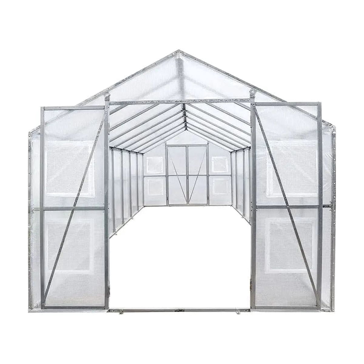 TMG Industrial 8' x 26' Greenhouse Grow Tent w/20 Mil Ripstop Leno Mesh PVC Cover, Galvanized Steel Frame, Roll-up Windows, TMG-GH826