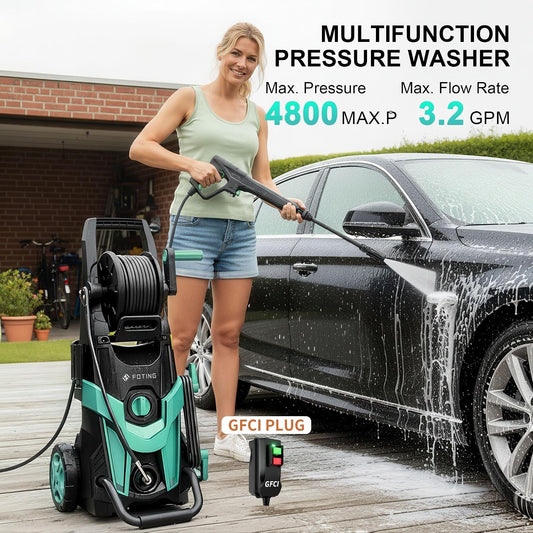 FOTING 4500Max at 3.2 GPM 14 Amps Corded Electric Pressure Washers with GFCI Protection, Quick Connect Tips,Blue