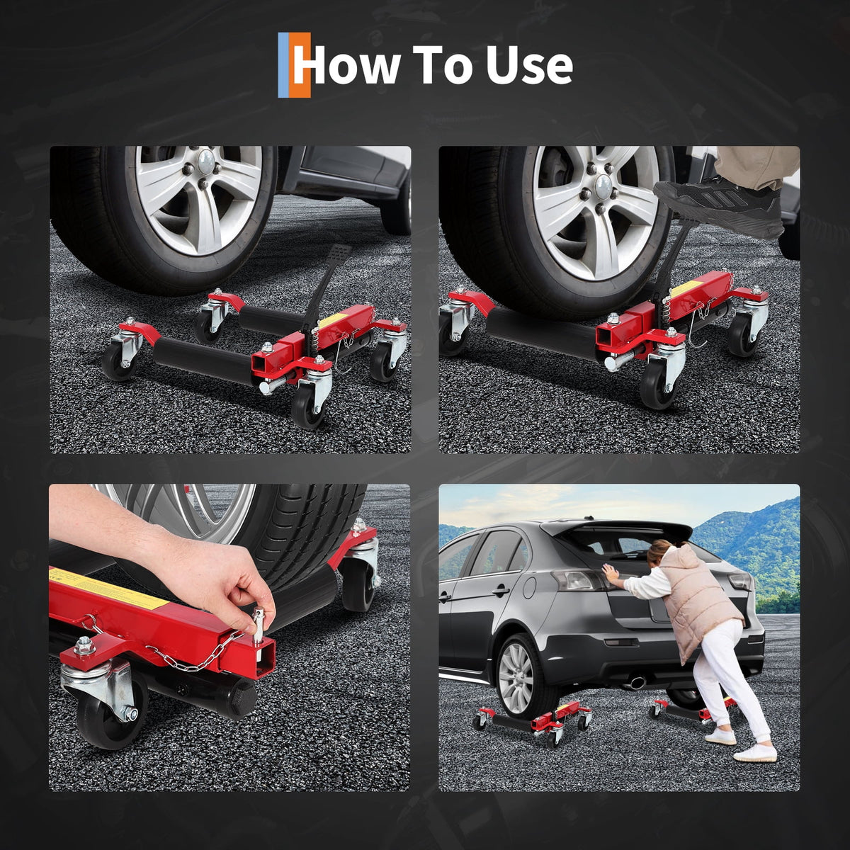 Wheel Dolly Jack Set – Hydraulic 1500 lb 2-Pack – Foot Pedal Lift & 360° Casters – Q235 Steel – Cars, SUVs, Trucks & ATVs – Rust Resistant – Auto Repair