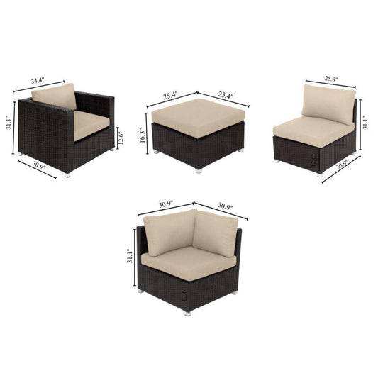 Innesbrook Collection 10-Piece Aluminum Patio Conversation Set with Grey Cushions