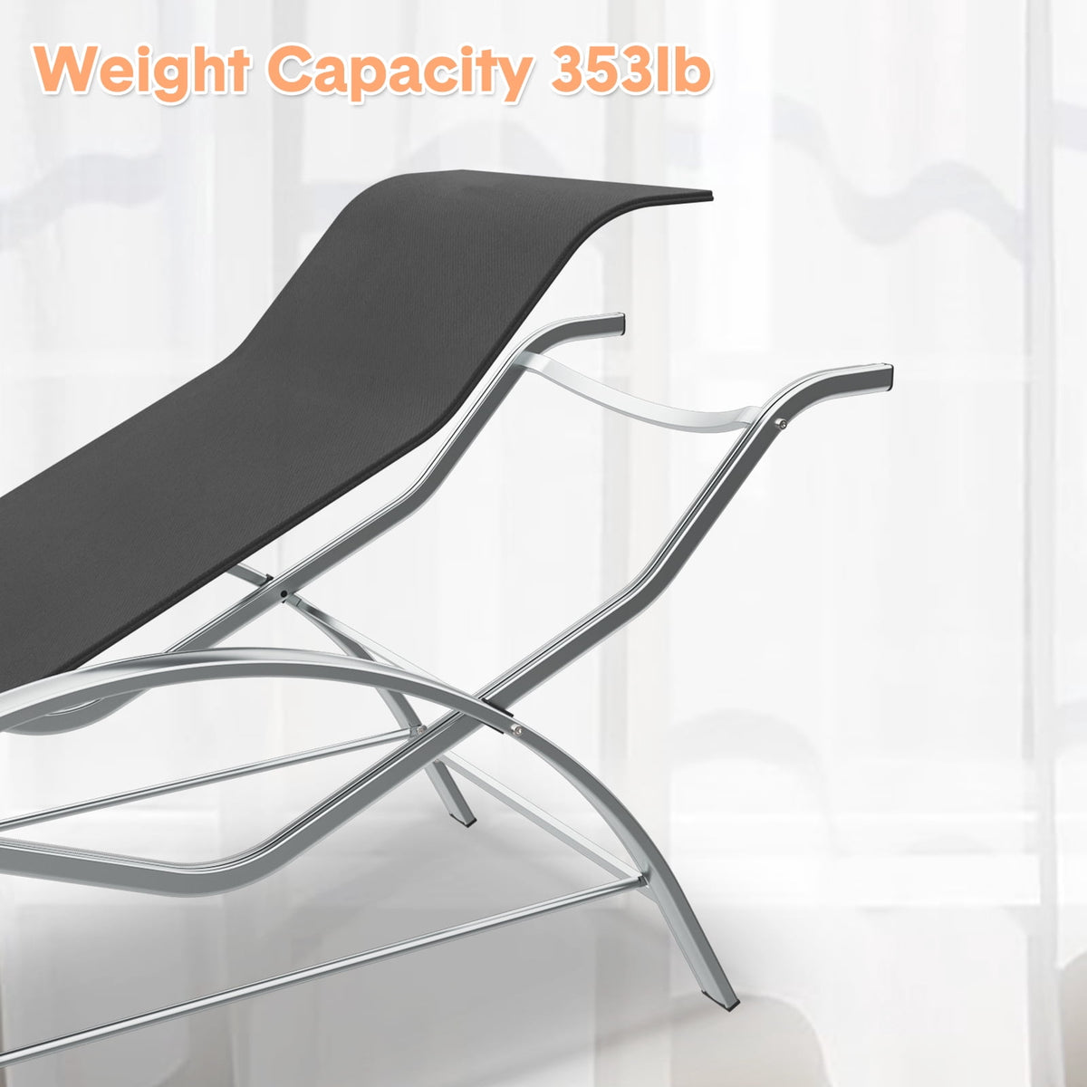 3-Piece Outdoor Chaise Lounge Chair Set – Reclining Patio Loungers with Aluminum Table & Armrests – Weather-Resistant, Modern Tanning Chairs for Poolside, Garden, Beach, Modern Black