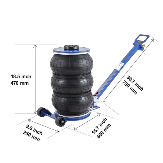 Pneumatic Jack 3 Ton/5 Ton Triple Bag Air Jack Quick Lift Heavy Duty Car Repair Jacks Folding Rod Jacks With Two Wheels ,Easy to Use