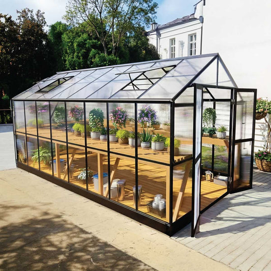 TMG Industrial Pacific Series 7' x 16' Premium Greenhouse, 7.4' Height, Aluminum Frame, Polycarbonate Roof and Walls, Slide & Lock System, TMG-GHP0716