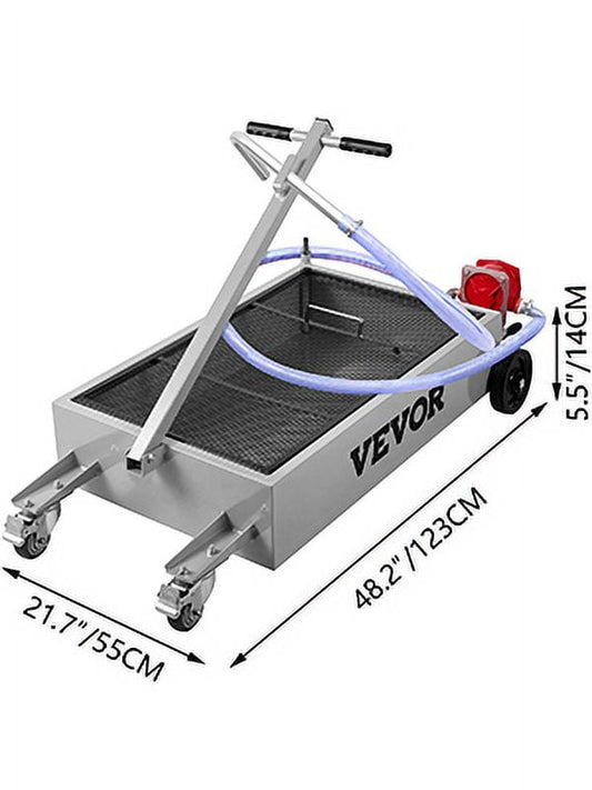 VEVOR Oil Drain Pan 15 Gallon Oil Drain Tank, 57L Low Profile Oil Drain Pan, Large Capacity Oil Change Pan, Foldable Hand, with Pump, Hose, Swivel Casters Wheels for Car, SUV, Trucks Oil Draining