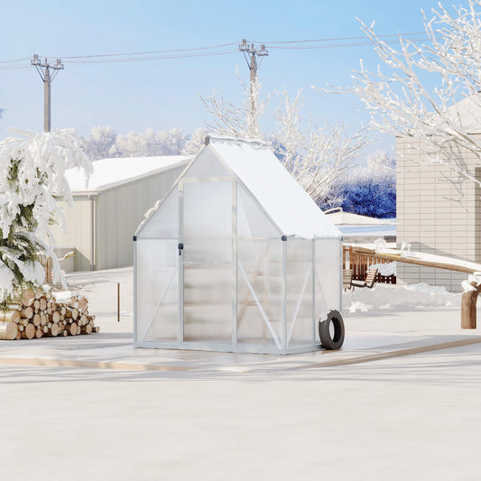GloryStar 4X6 FT Hard Anodized Aluminum Greenhouse, Easy & Quick Assembly Garden Greenhouse
