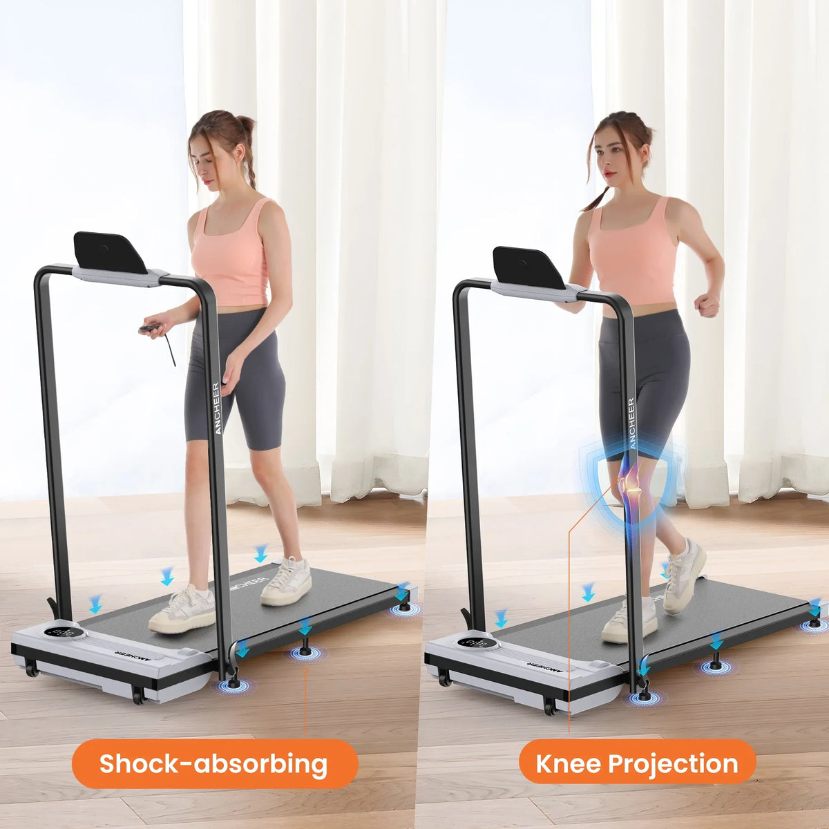 2026 NewANCHEER Portable Folding Walking Pad 300lb, 7.5 MPH Under Desk Treadmill with Remote Control & LED Display,2 in 1 Walking Pad Treadmill for Home/Office/Exercise(Pink)