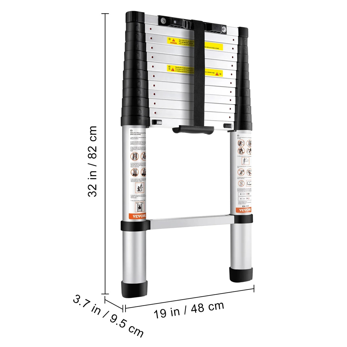 2026 NewBENTISM 12.5 FT Telescoping Ladder, Aluminum Collapsible Ladder with One-Button Retraction,375 LB Capacity,ANSI Certified | Portable for Home, RV, Loft Use