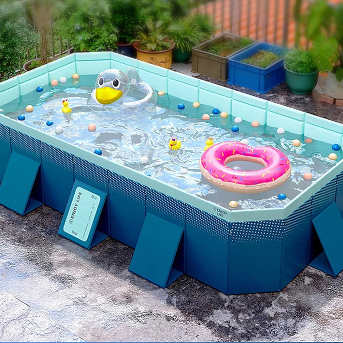 2026 NewFoldable Large Rectangular Family Swimming Pool, Non-Inflatable, Easy Set-up, Suitable for Adults, Kids and Pet Dogs"Ideal for Outdoor, Backyard