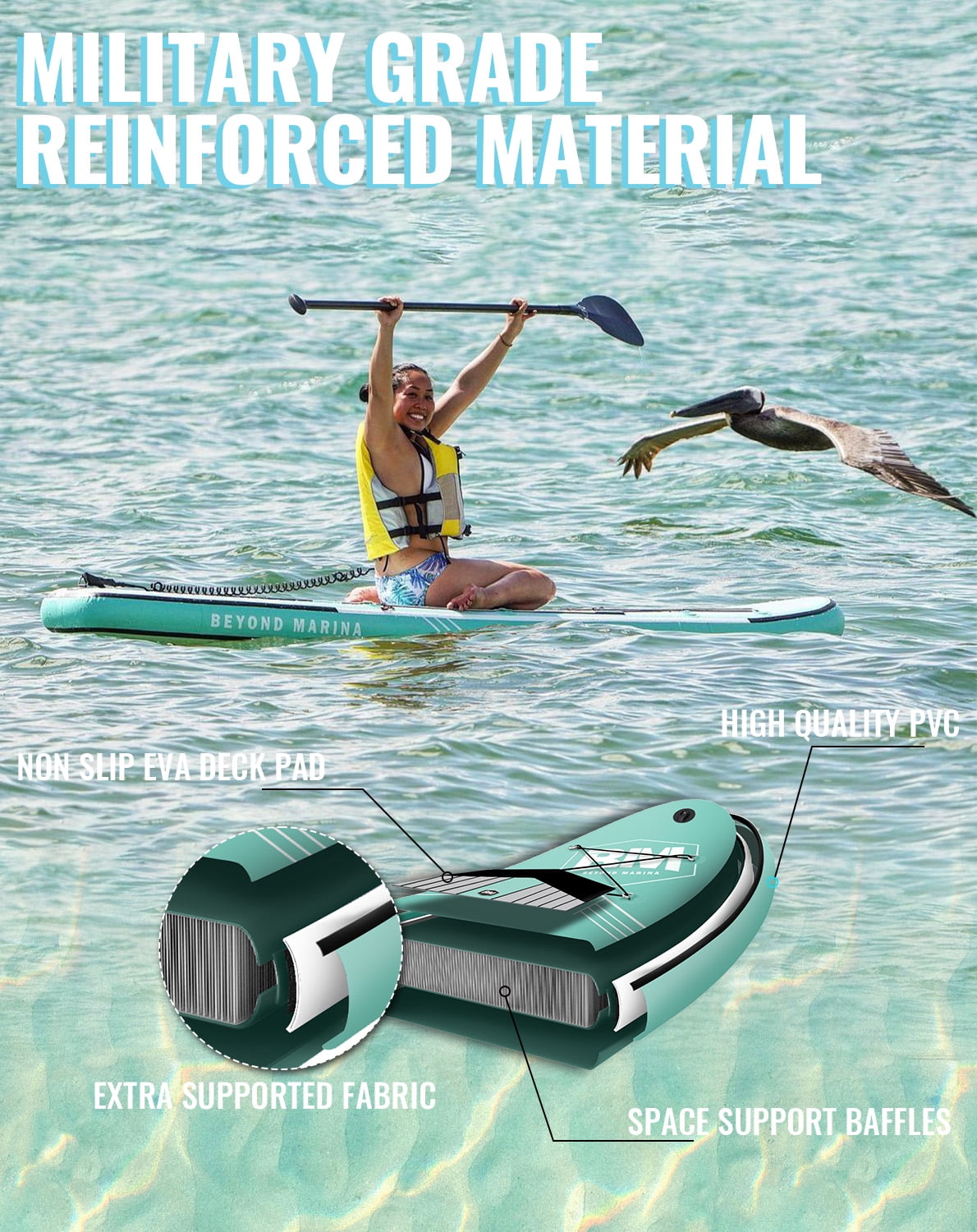 10'6" Inflatable Stand Up Paddle Board for Adults, Non-Slip EVA, Camera Mount, LAKEFOAM