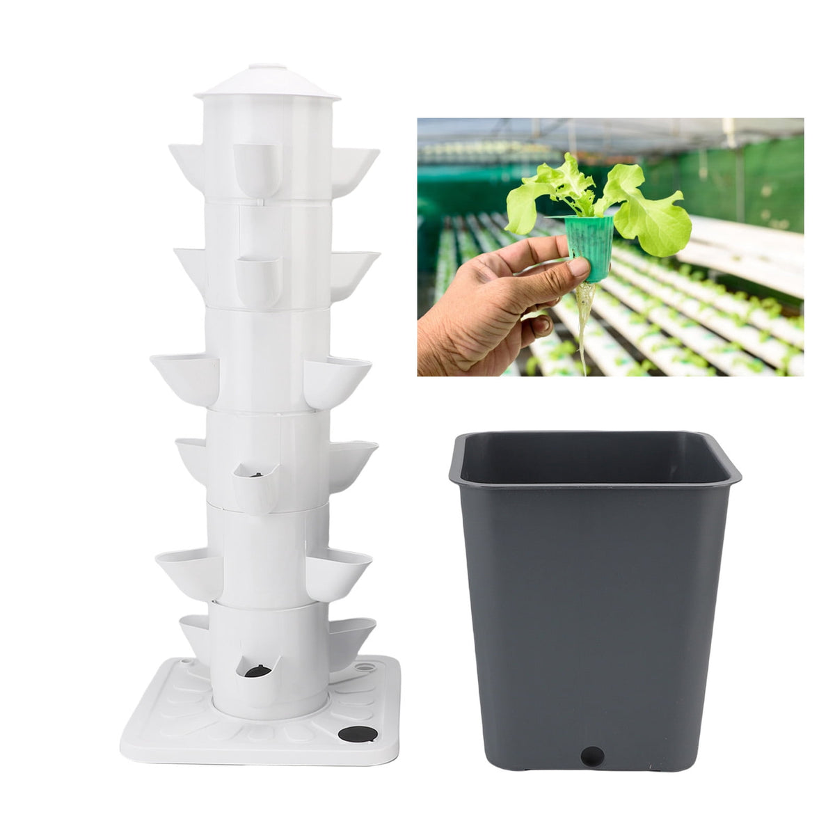 Hydroponics Growing System, Vertical 18 Hole Hydroponic Tower with 10L Watertank Hydroponic Tower for Indoor Vegetable Growing At Home