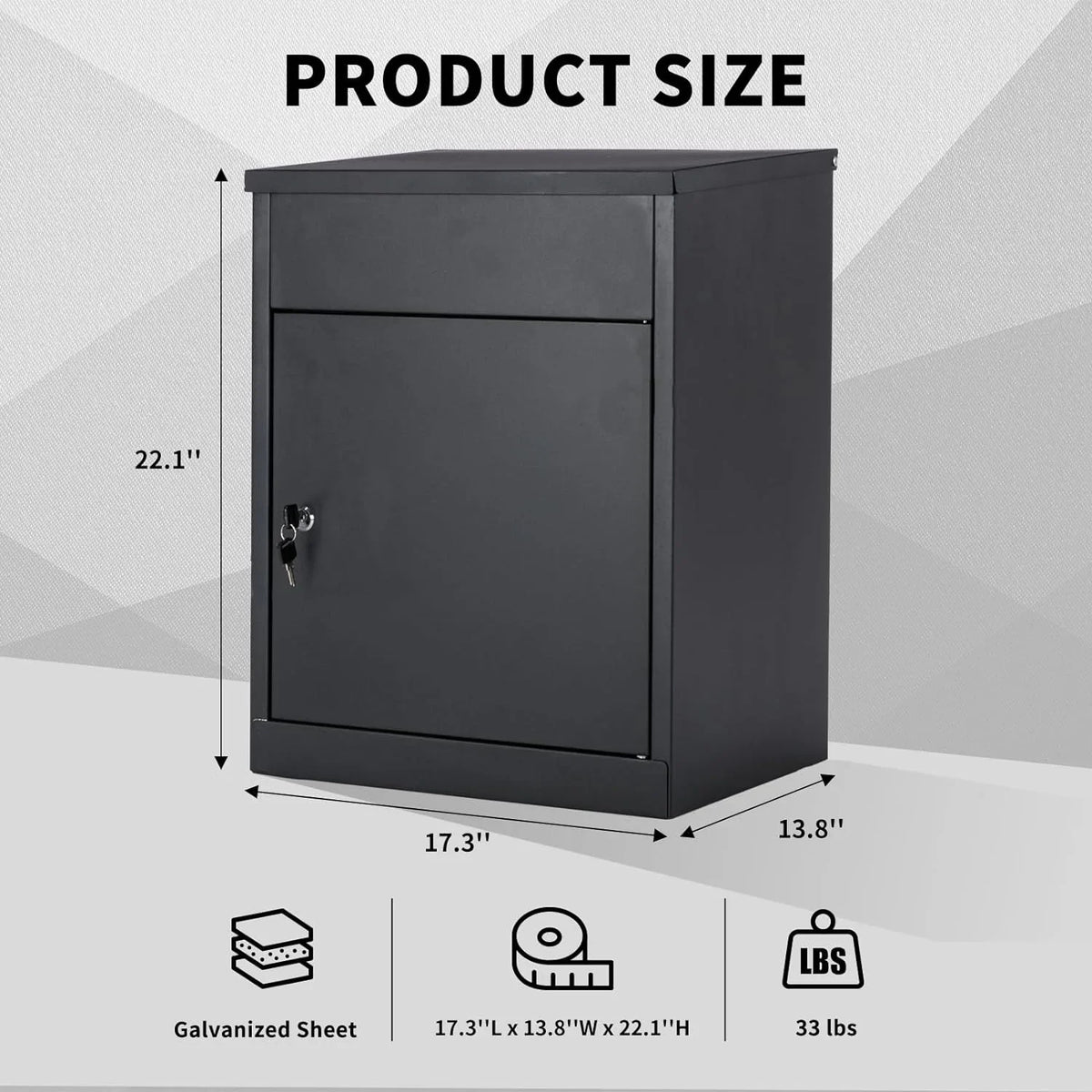 2026 NewICEELF Large Package Delivery Boxes, Galvanized Steel, Lockable, Anti-Theft, 17.3" x 13.8" x 22.1"