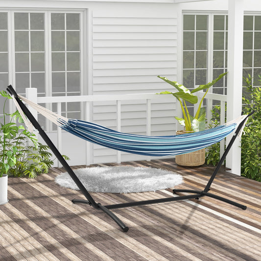 Gymax Portable Indoor Outdoor 2-Person Double Hammock Set w/ Stand and Carrying Cases