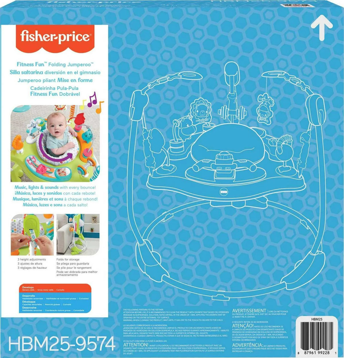 2026 NewFisher-Price Baby Bouncer Fitness Fun Folding Jumperoo Infant Activity Center with Lights & Music. Unisex