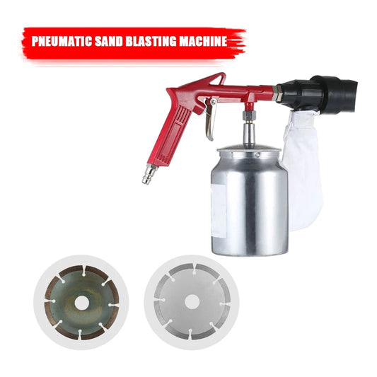 Pneumatic Sandblasting Spray Gun - 1/4in 450ml Sand Blasting Machine with 4 Nozzles for Rust Removal ,Easy to Use