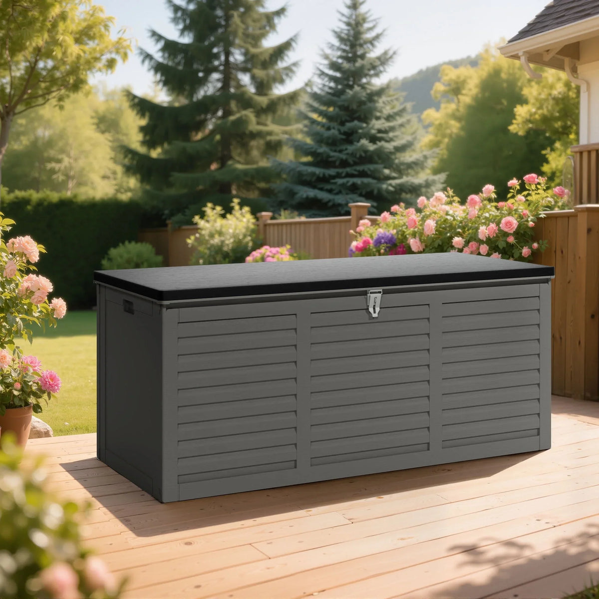 2026 NewOutdoor Storage Box, 130GAL Waterproof Deck Box, Lockable Pool Patio Storage Indoor Toy Box, Outdoor Storage Bench for Porch, Max Load Weight 500LBS