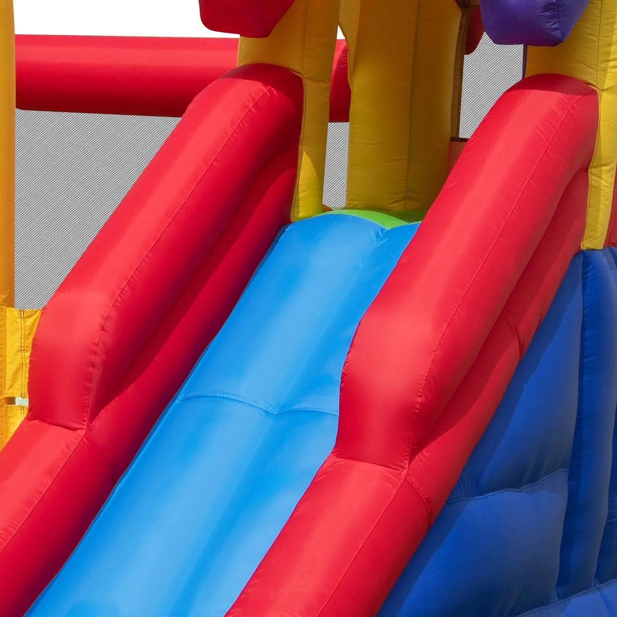 2026 NewCostway Colorful Rainbow Kids Inflatable Bounce Castle with 50 Ocean Balls & 735W Blower