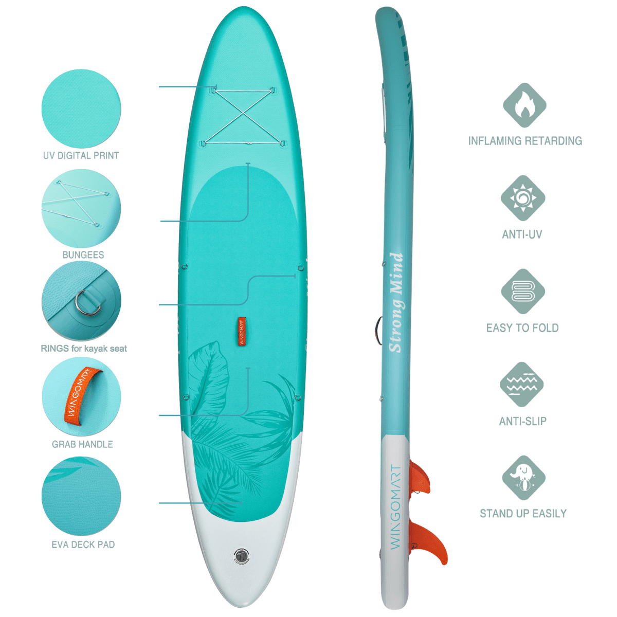 WINGOMART Inflatable Stand Up Paddle Board, Aqua