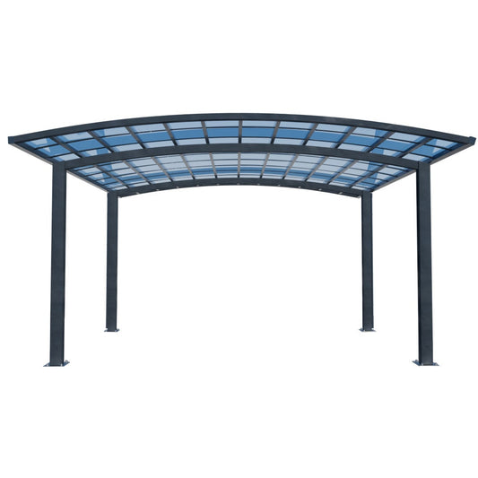 SHADE SHIELD Arched Double Carport 6.0m x 5.5m x 2.98m, Aluminium Alloy Frame, Polycarbonate Roof, Shelter for Car or Outdoor Living