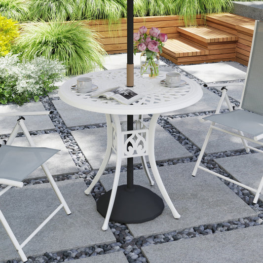 Outsunny 30-inch Round Patio Dining Table, White
