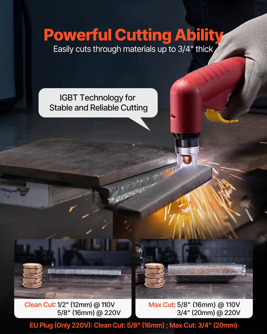 VEVOR Plasma Cutter, 65A Non-Touch Pilot Arc Plasma Cutting Machine Non-High Frequency - with 2T/4T Function & Adjustable PT Time