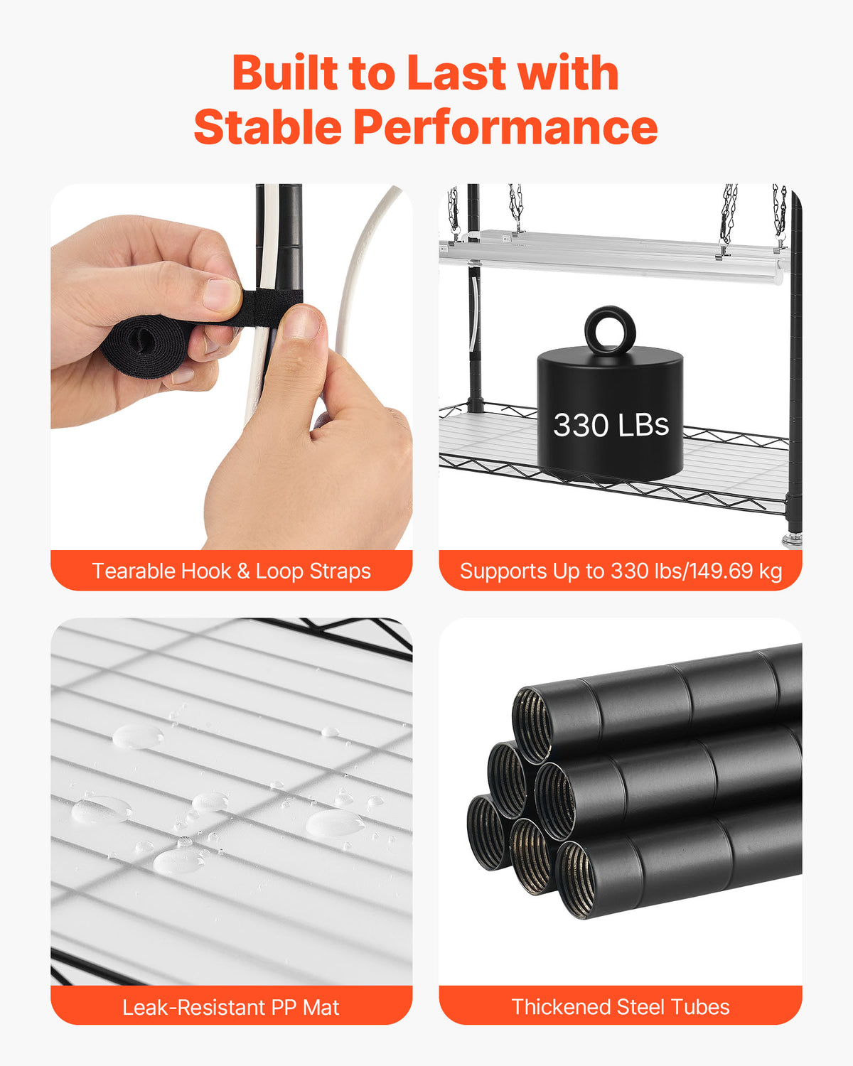 VEVOR Indoor Greenhouse with Grow Light, 59 in Tall 4-Tier Plant Stand with Clear Cover, Timer & Hygrometer, 180W Full Spectrum Grow Lights