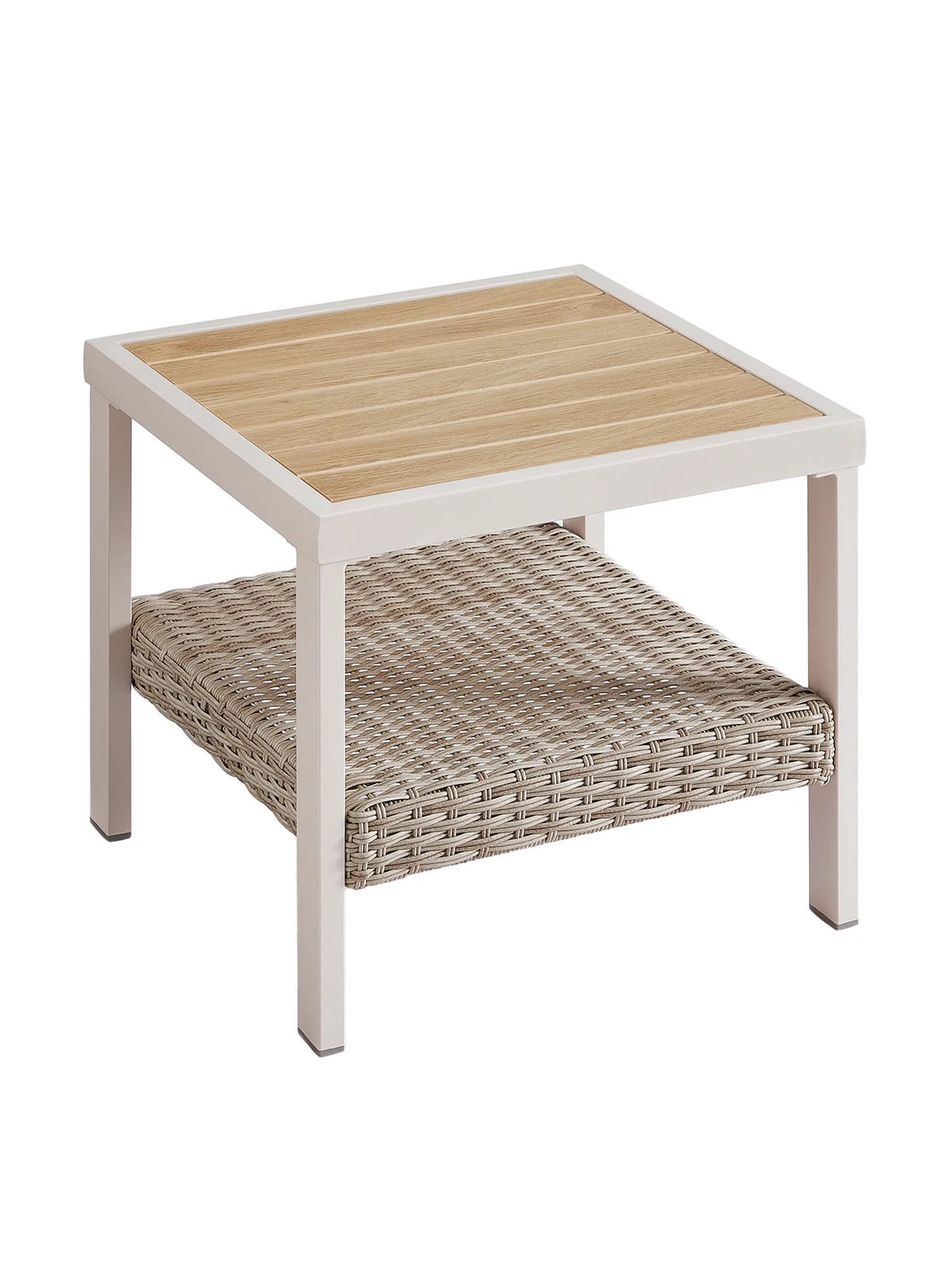 SONGMICS HOME Sencillo Collection - Outdoor Steel Side Table, bone color
