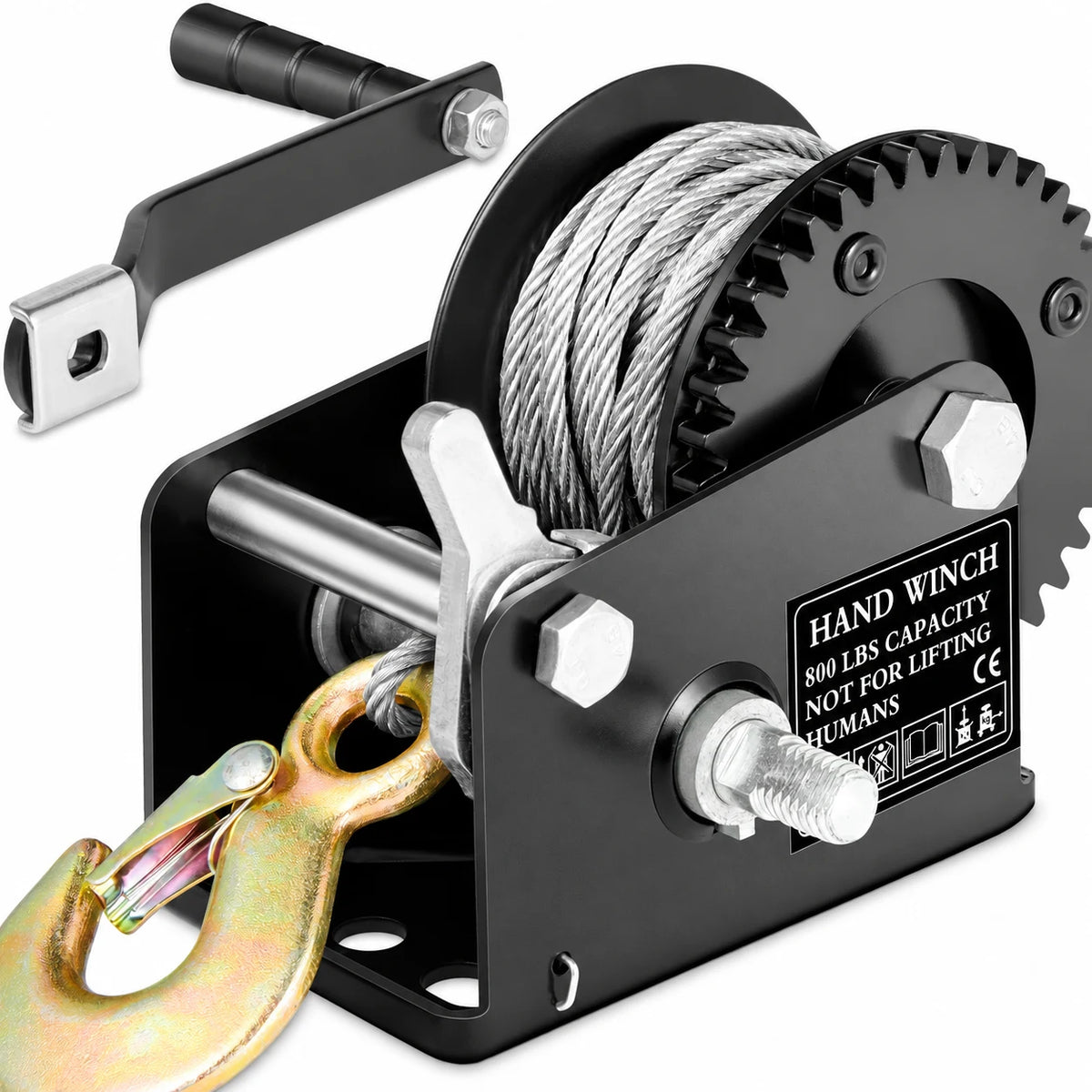 Portable 1200 LBS Capstan Cable Winch Manual Hand Winch With Self Locking Brake
