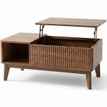 Walnut Fluted Lift Top Coffee Table Storage Design