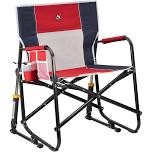 GCI Outdoor Freestyle Rocker XL Oversized Foldable Rocking Camp Chair, Pewter, Red White Blue / Single