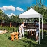 EAGLE PEAK 5x5 Pop up Canopy Tent Instant Outdoor Canopy Easy Set - up Straight Leg Folding Shelter(blue), White