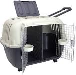 Designs Plastic Kennels Rolling Plastic Airline Approved Wire Door Travel Dog Crate, XXX-Large, Gray, double-door
