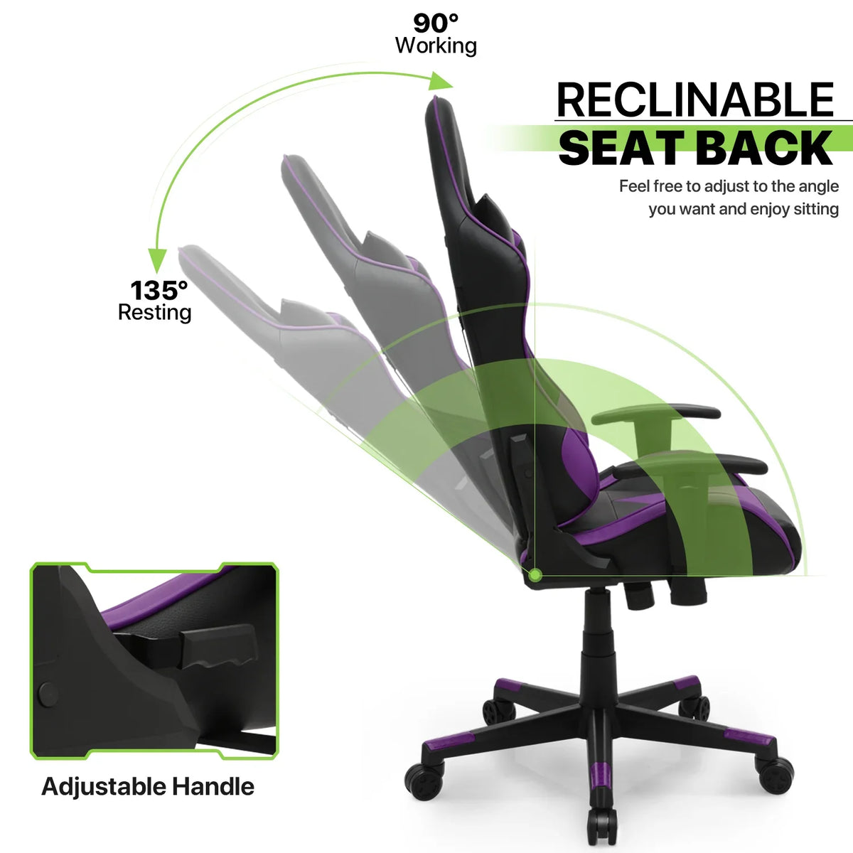 2026 NewMagshion Ergonomic Gaming Chair, Comfortable Gaming Chair, Computer Chair Leather Desk Chair Adjustable Swivel Gaming Office Chair, Blue