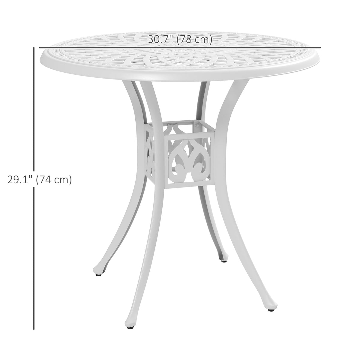 Outsunny 30-inch Round Patio Dining Table, White