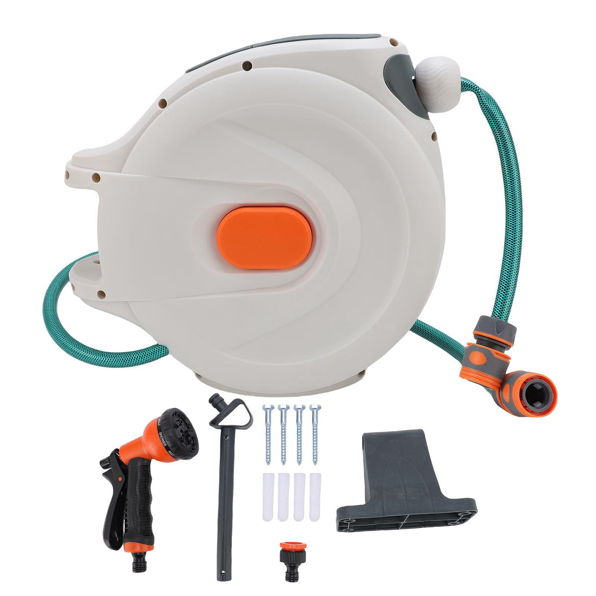 Retractable Garden Hose Reel, Portable Hose Reels for Outside with Spray Nozzle, Auto Rewind, Home HoseReel for Watering Car Washing, Pet Cleaning