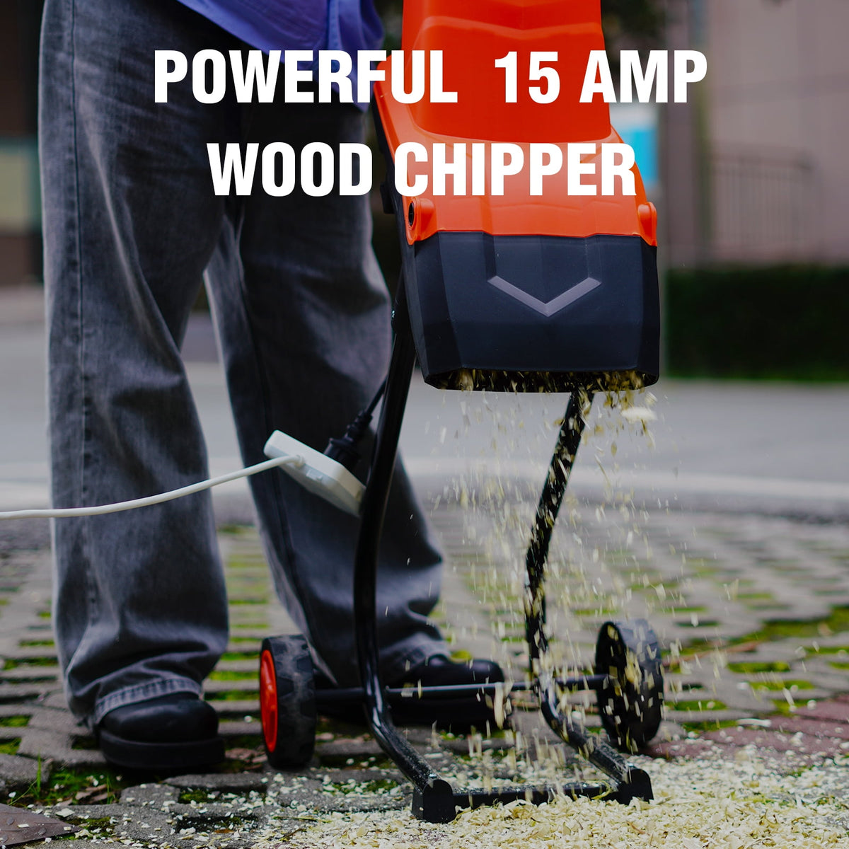 AIVOLT Electric Wood Chipper Shredder Mulcher 15-Amp, 1.8-Inch Cut, 50L Collection Bag, Portable with Wheels for Yard Waste