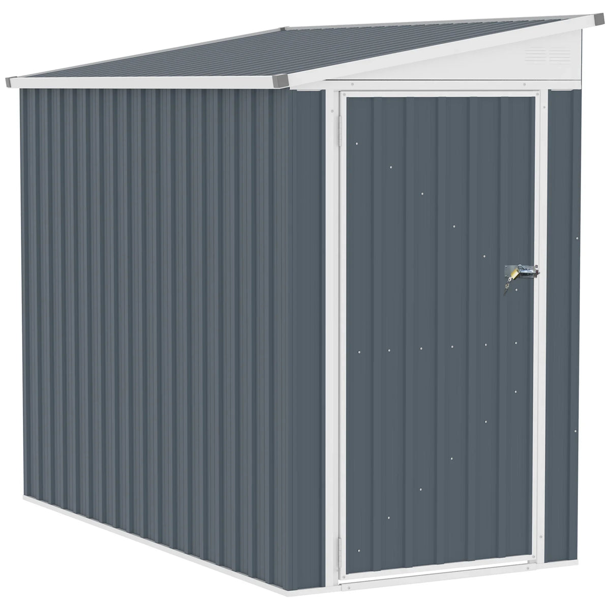 2026 NewOutsunny 4' x 7.6' Storage Shed, Galvanized, Locking, Gray