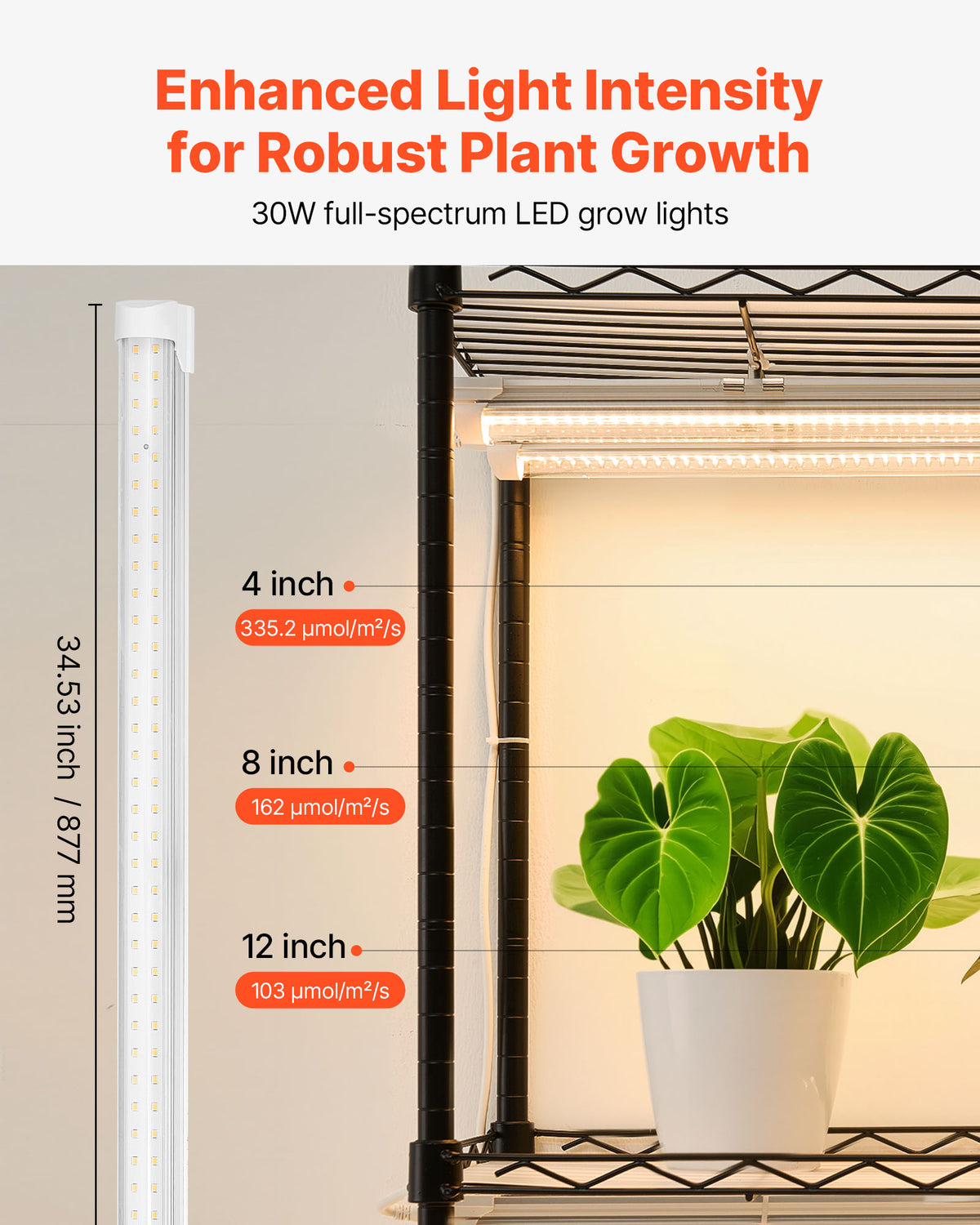 VEVOR Indoor Greenhouse with Grow Light, 59 in Tall 4-Tier Plant Stand with Clear Cover, Timer & Hygrometer, 180W Full Spectrum Grow Lights