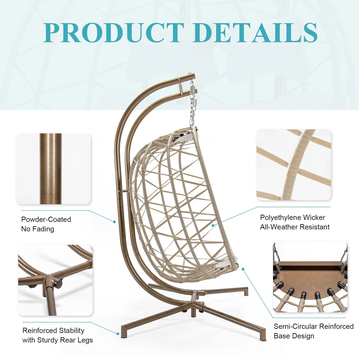 2026 NewRADIATA Double Wicker Egg Swing Chair with Stand, 2-Person Hanging Egg Chair for Indoor/Outdoor, 700lbs Capacity, Thick Cushions & Headrest,Sturdy Metal Frame"Dark Gray