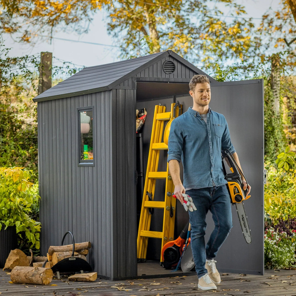 2026 NewKeter Darwin 4' x 6' Outdoor Garden Tool Storage Shed w/ Window, Graphite