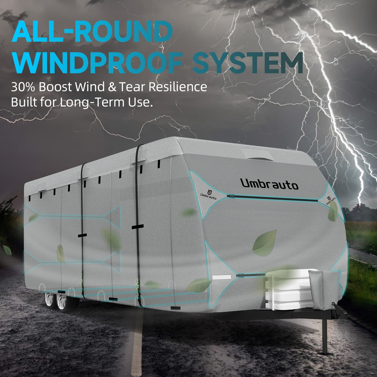 RV Cover for 16-18FT Travel Trailer, 7-Layers Top Camper Cover with Tongue Jack Cover/Windproof Straps/Gutter Covers and Other Accessories Kit