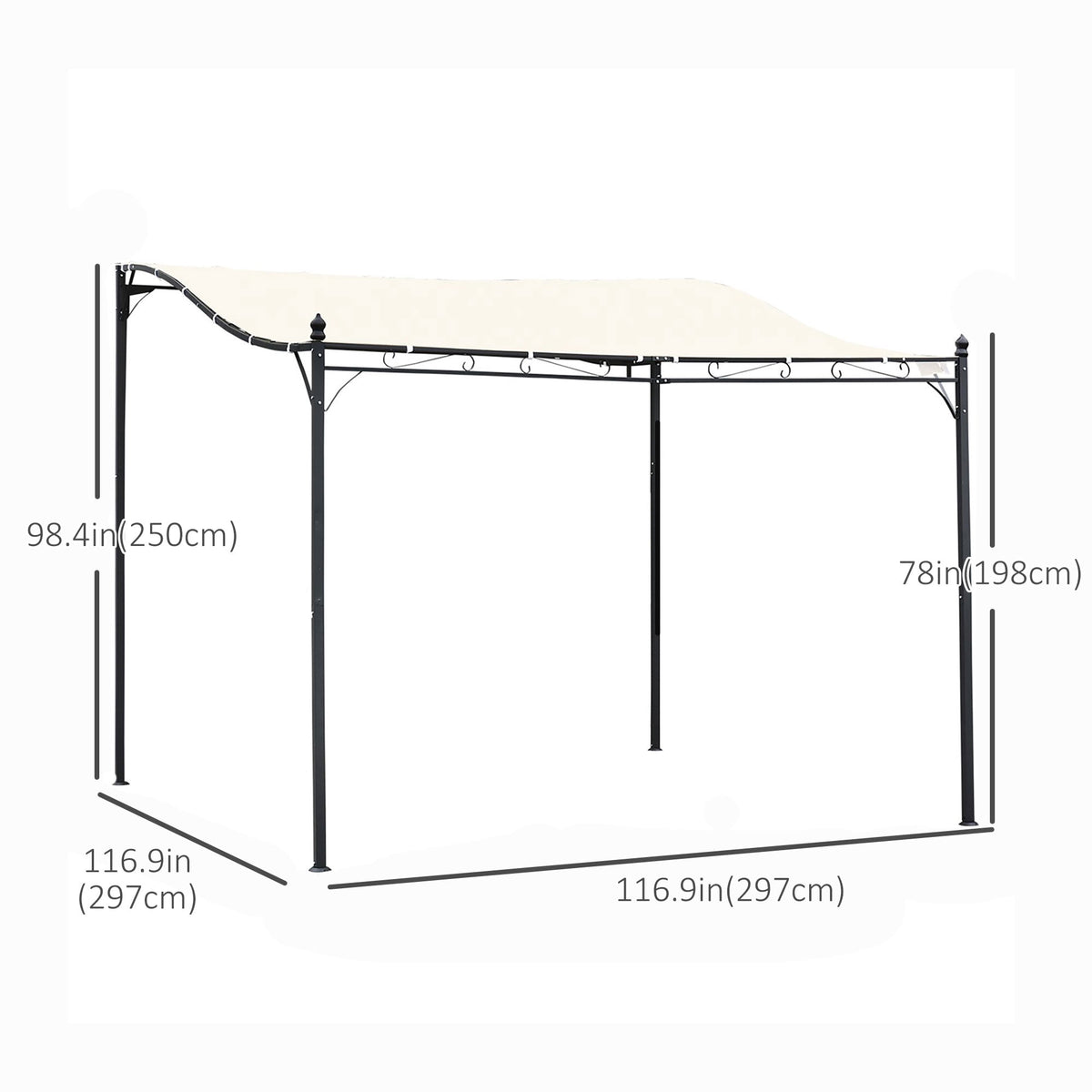 Outsunny 10'x10' Steel Pergola Gazebo Canopy Patio Outdoor Portable Sun Shelter Door Porch Cover Cream White