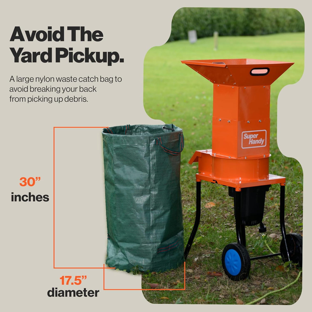 SuperHandy Small Branch Chipper Leaf Mulcher - 120VAC 60Hz Electric Shredder