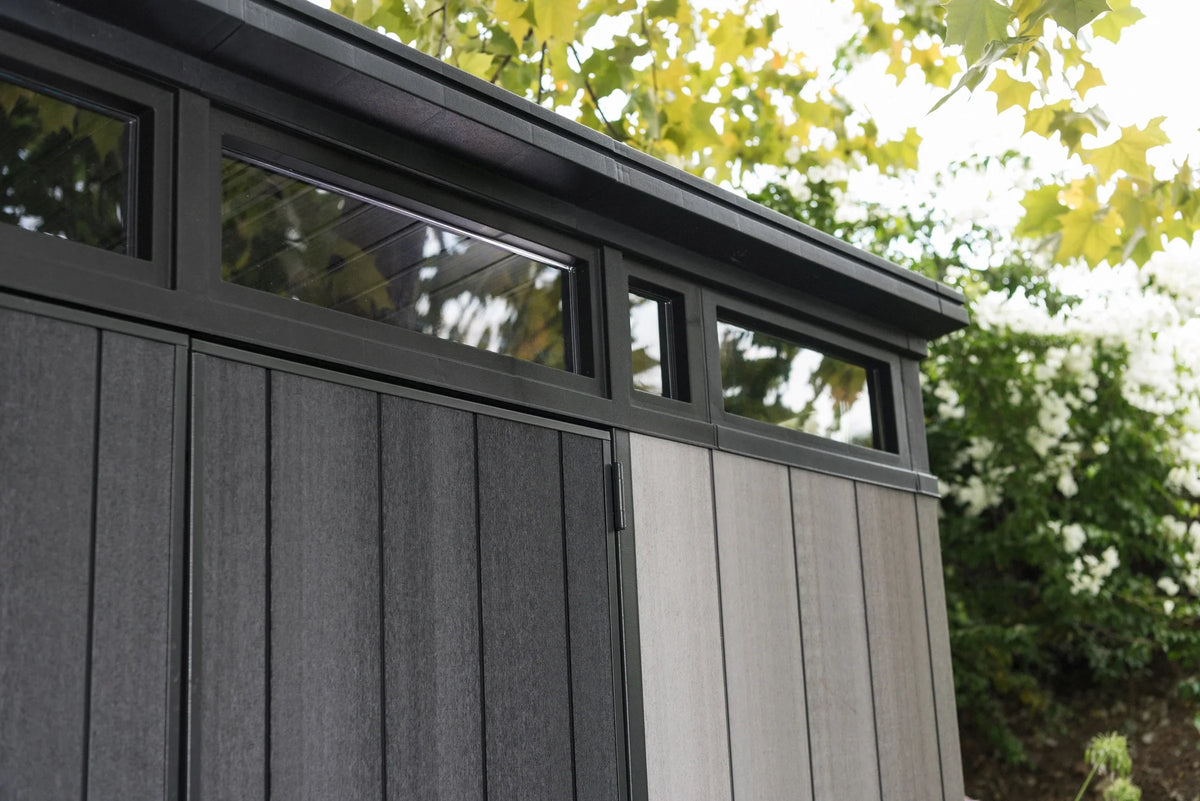 2026 NewKeter Artisan 9x7 Foot Large Outdoor Shed & Floor w/Modern Design, Grey