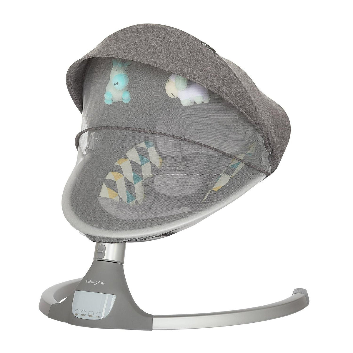 2026 NewDream On Me Zazu Baby Swing. Baby Swing for Infant. 5 - Swinging Speed. Two Attached Toys. Bluetooth Enabled and Remote Control. Grey and Blue